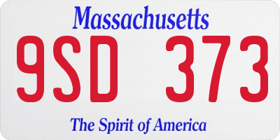 MA license plate 9SD373