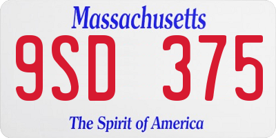 MA license plate 9SD375