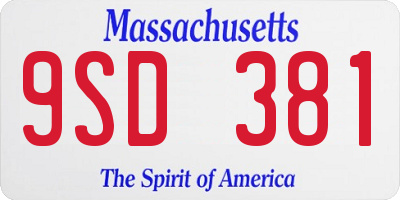 MA license plate 9SD381