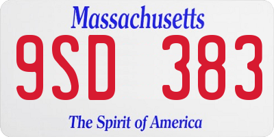 MA license plate 9SD383