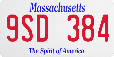 MA license plate 9SD384