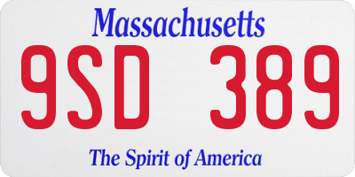 MA license plate 9SD389