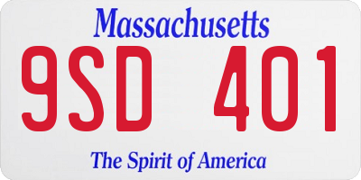 MA license plate 9SD401