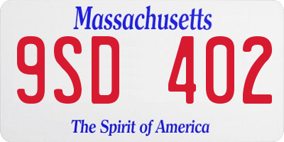 MA license plate 9SD402