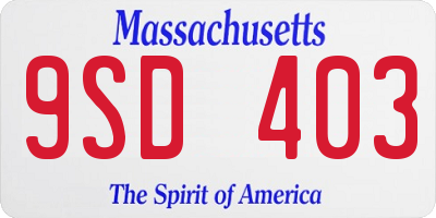 MA license plate 9SD403