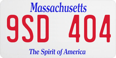 MA license plate 9SD404