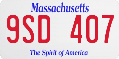 MA license plate 9SD407