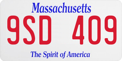 MA license plate 9SD409