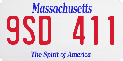 MA license plate 9SD411