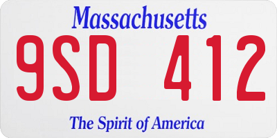 MA license plate 9SD412