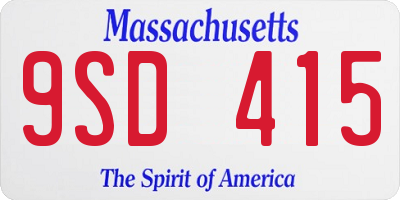 MA license plate 9SD415