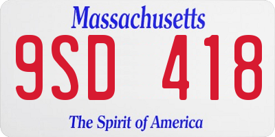 MA license plate 9SD418