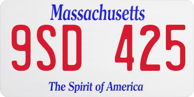 MA license plate 9SD425
