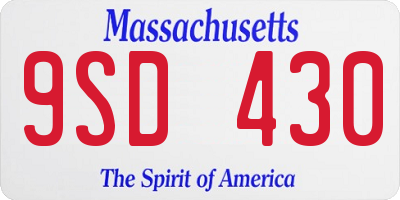 MA license plate 9SD430