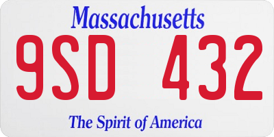 MA license plate 9SD432