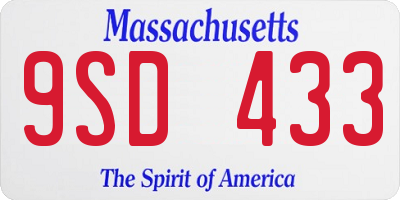 MA license plate 9SD433