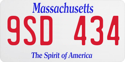 MA license plate 9SD434