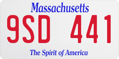 MA license plate 9SD441