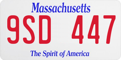 MA license plate 9SD447