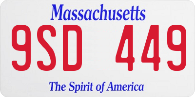 MA license plate 9SD449