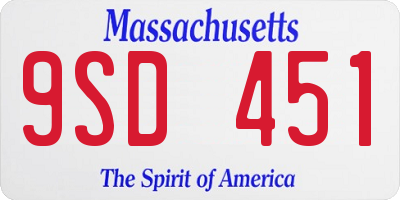 MA license plate 9SD451