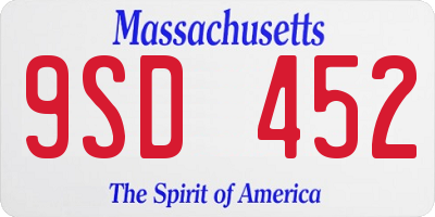 MA license plate 9SD452