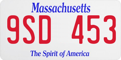 MA license plate 9SD453