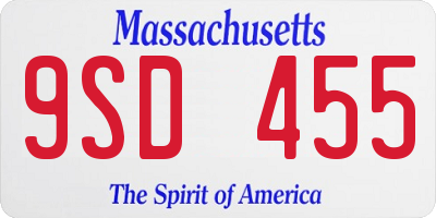 MA license plate 9SD455