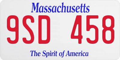 MA license plate 9SD458