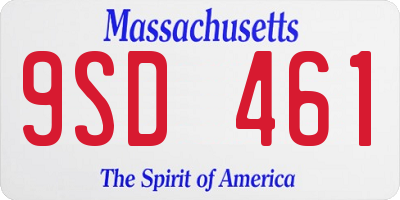 MA license plate 9SD461