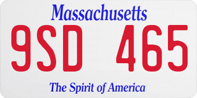 MA license plate 9SD465