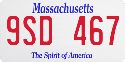 MA license plate 9SD467