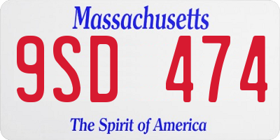 MA license plate 9SD474