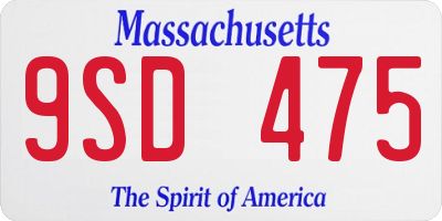 MA license plate 9SD475