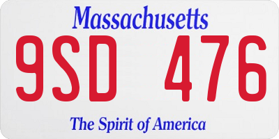MA license plate 9SD476