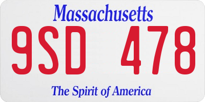 MA license plate 9SD478