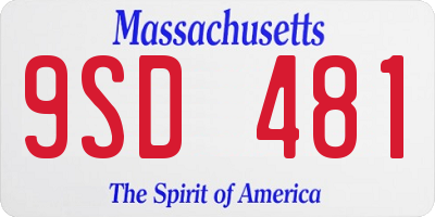 MA license plate 9SD481