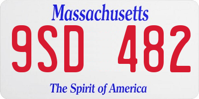 MA license plate 9SD482