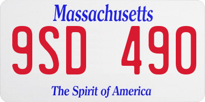 MA license plate 9SD490