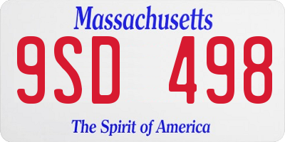 MA license plate 9SD498