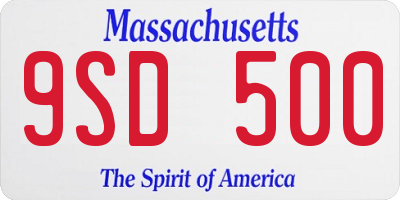 MA license plate 9SD500