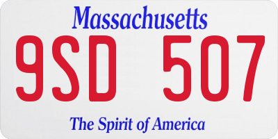 MA license plate 9SD507