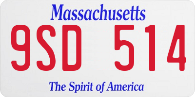 MA license plate 9SD514