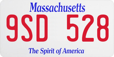 MA license plate 9SD528