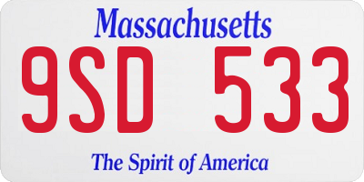 MA license plate 9SD533
