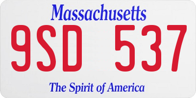 MA license plate 9SD537