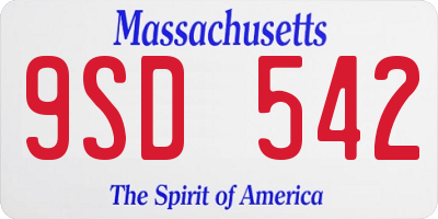 MA license plate 9SD542