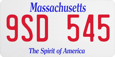 MA license plate 9SD545