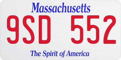 MA license plate 9SD552