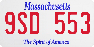 MA license plate 9SD553